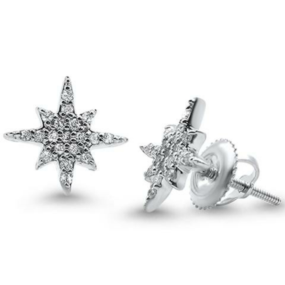 .18ct 14kt white gold diamond trendy starburst stu